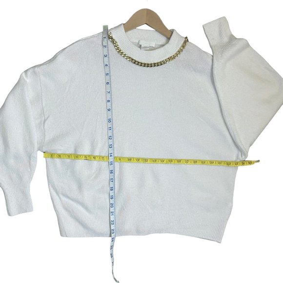 H&M Chain Detail Sweater Wool blend Gold Chain White M - Picture 8 of 14